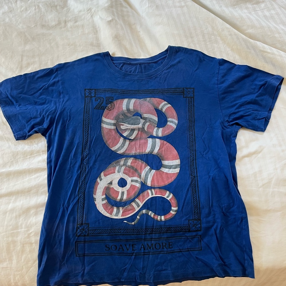 gucci blue distressed snake print soave amore